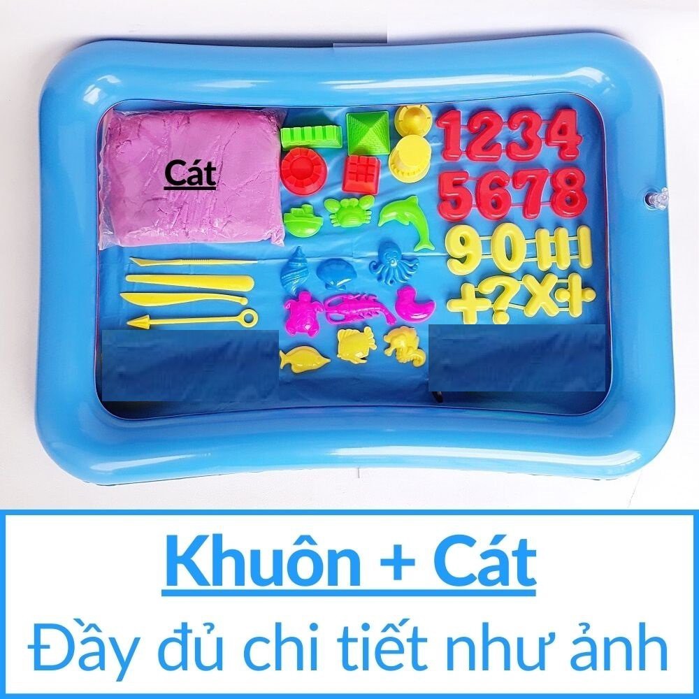 Đồ chơi cho bé gái cát nặn động lực ❤Đủ bộ Khuôn+Bể+0.8kg Cát❤ vi sinh an toàn cho trẻ em