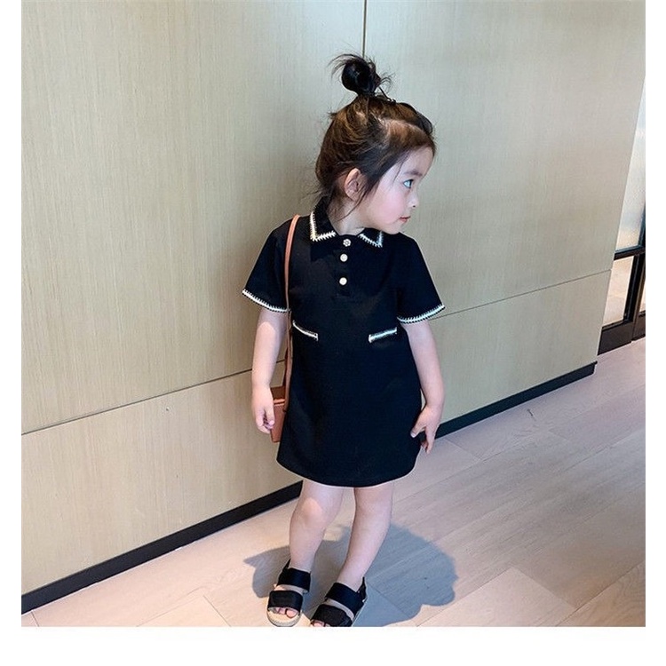 Đầm Công Chúa Cổ Polo Tay Ngắn Thời Trang Mùa Hè Cho Bé Gái