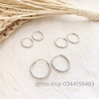 Khuyên tai bạc tròn nhỏ unisex ⚡FREESHIP⚡ 3 size 10mm, 15mm, 18mm
