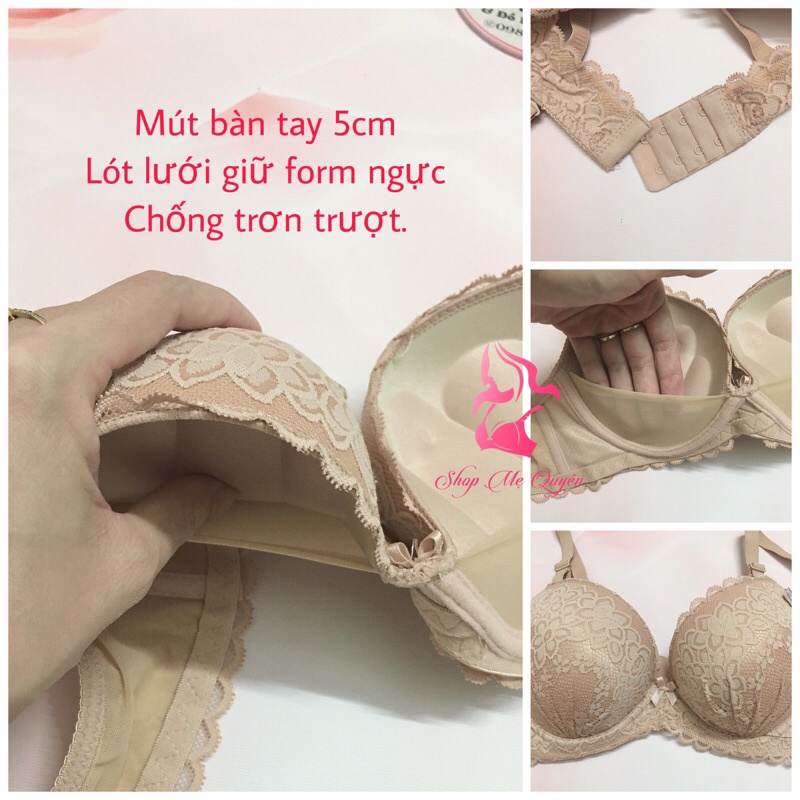 Áo lót ren Thái siêu độn 5cm không gọng quả tròn nâng ngực tự nhiên- lót lưới chân ngực giữ form siêu đỉnh