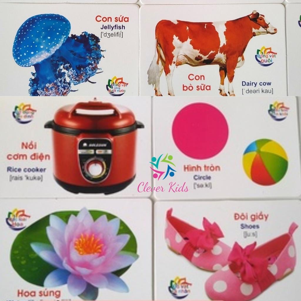 Bộ thẻ học thông minh 16 chủ đề ,thẻ học song ngữ anh việt cho bé