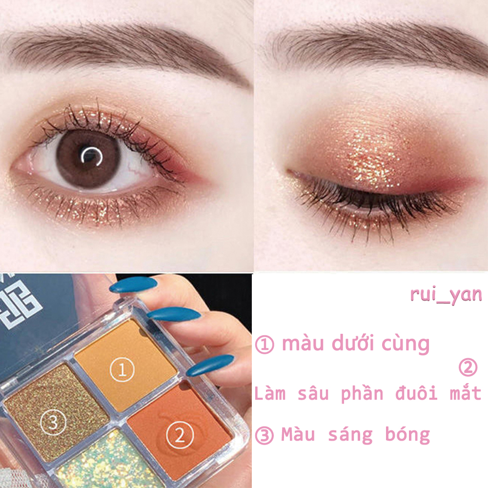 Bảng Phấn Mắt DIKALU 4 Màu Lấp Lánh Trang Điểm Chuyên Nghiệp