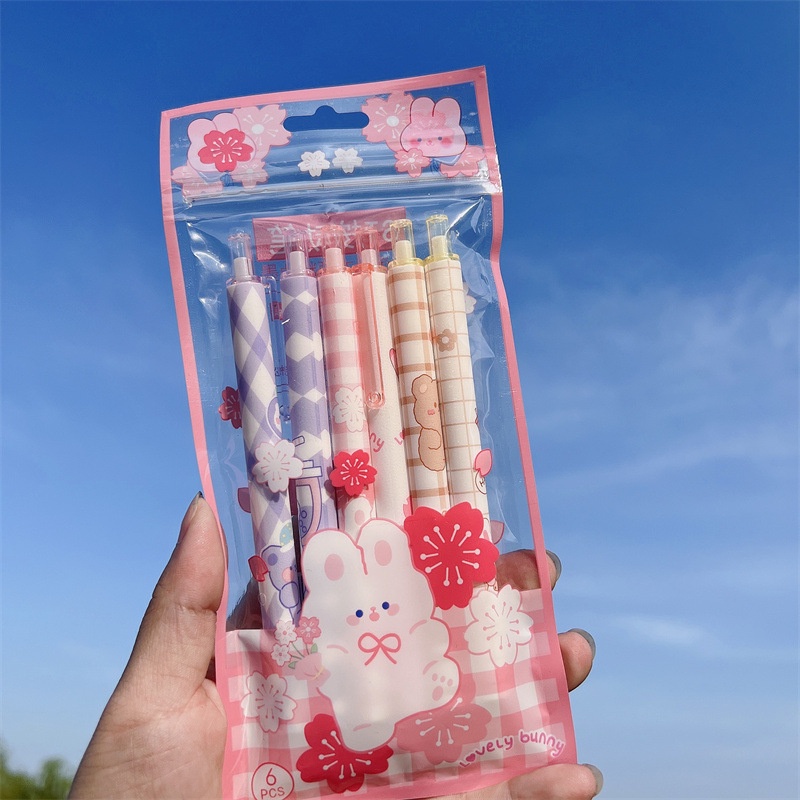 Bộ 6 Cây Bút Mực Đen Kiểu Dáng Đáng Yêu Dành Cho Học Sinh