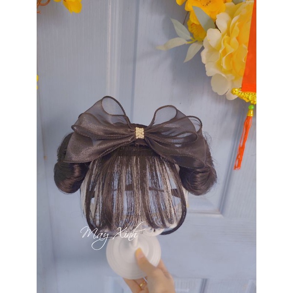 Băng đô tóc giả nơ bèo xinh cho bé