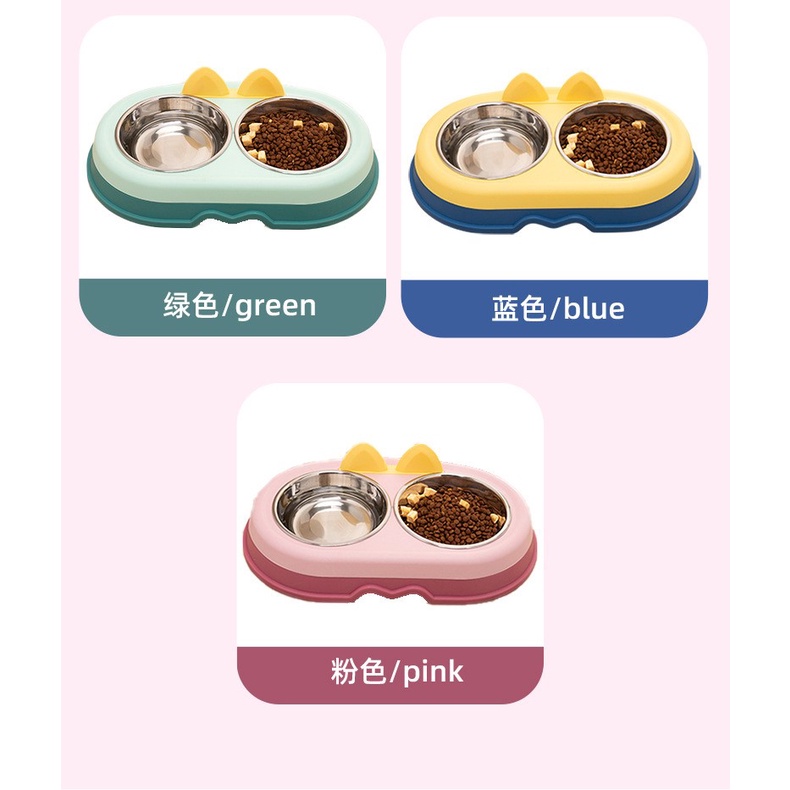 Chén đôi inox mặt gà con dành cho chó mèo