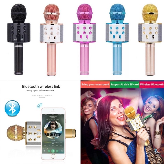 Micro karaoke kết Nối Không Dây Bluetooth WS858 Chính Hãng