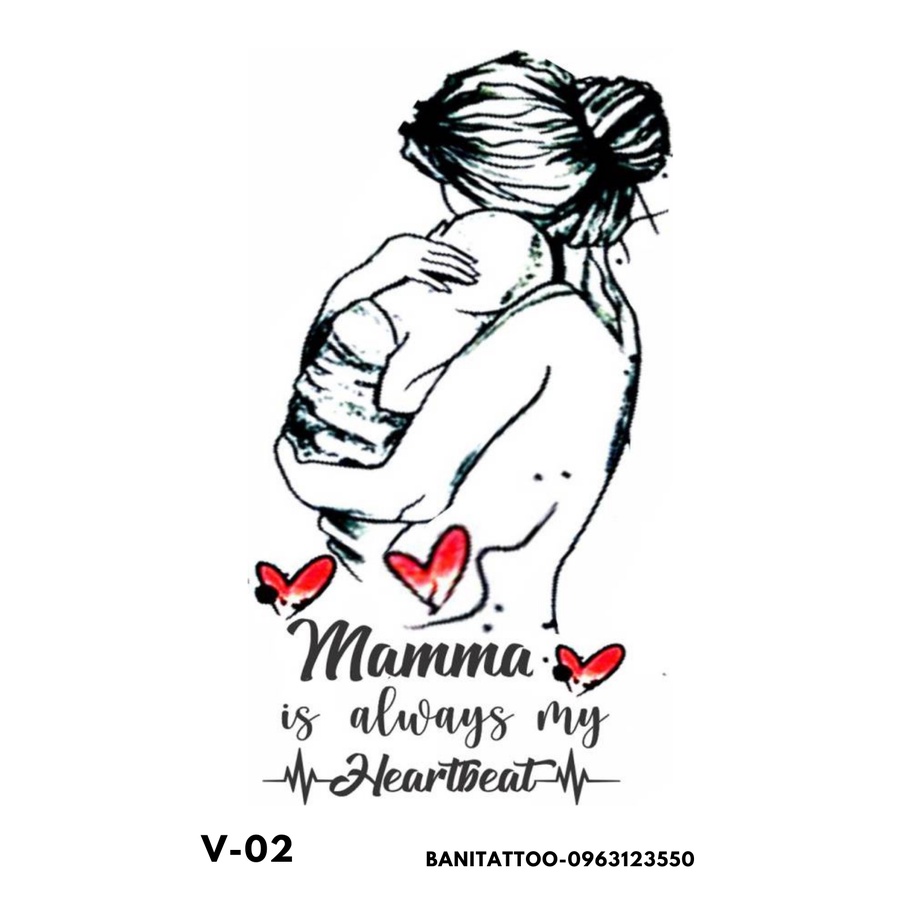 Hình xăm dán mẹ ôm con ý nghĩa
