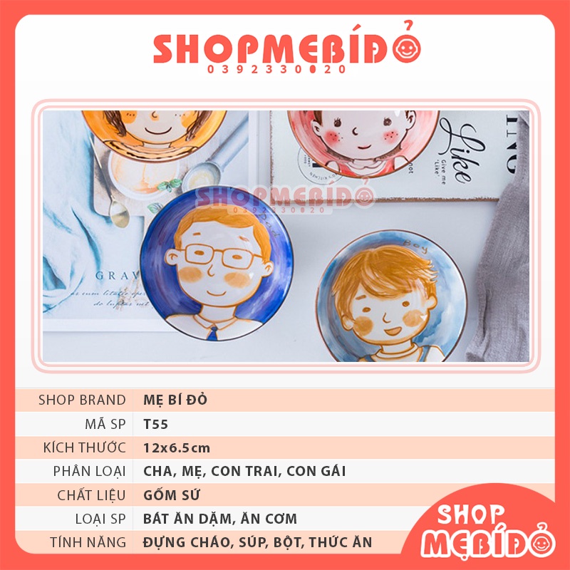 Bát Ăn Dặm Gốm Sứ Bát Ăn Cơm Gia Đình Decor Dễ Thương Cute 350ml Shop Mẹ Bí Đỏ