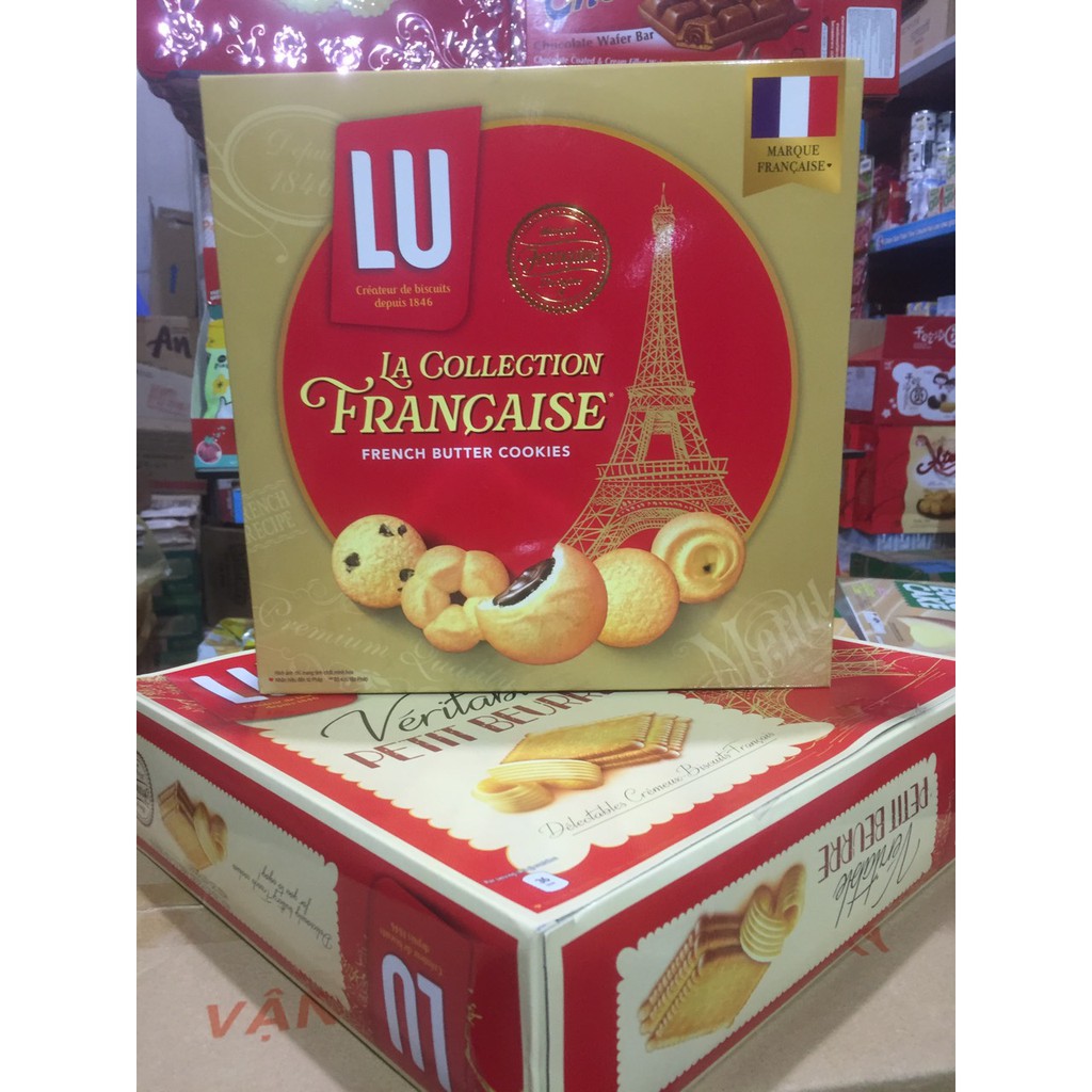 (Hàng Tết Cao Cấp)_ Bánh Quy Bơ Pháp Hộp Thiếc LU_ Kinh Đô 708G