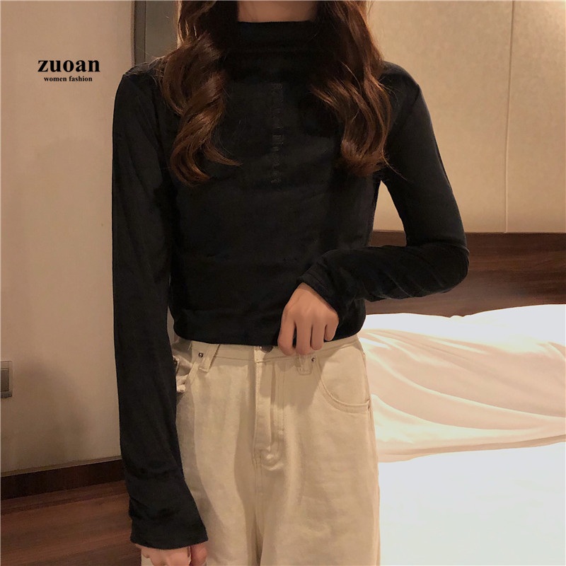 SUXI Áo Nữ Tay Dài Cổ Cao Thời Trang Quyến Rũ