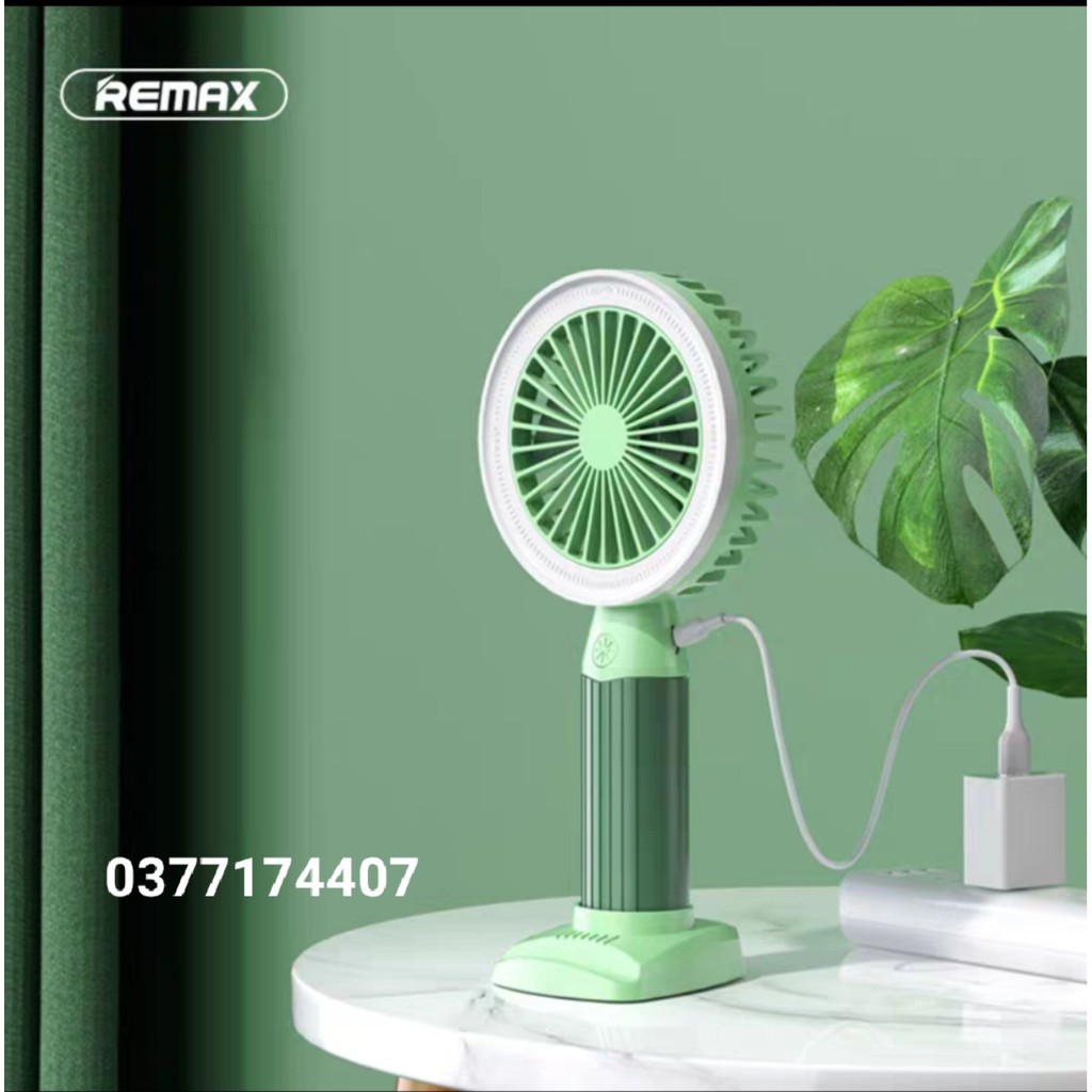 Quạt Remax F39 Mini 3in1 quạt tích điện + Đèn Ledd + giá đỡ điện thoại - 3 tốc độ gió - Dung lượng 1200mAh - Siêu Mát