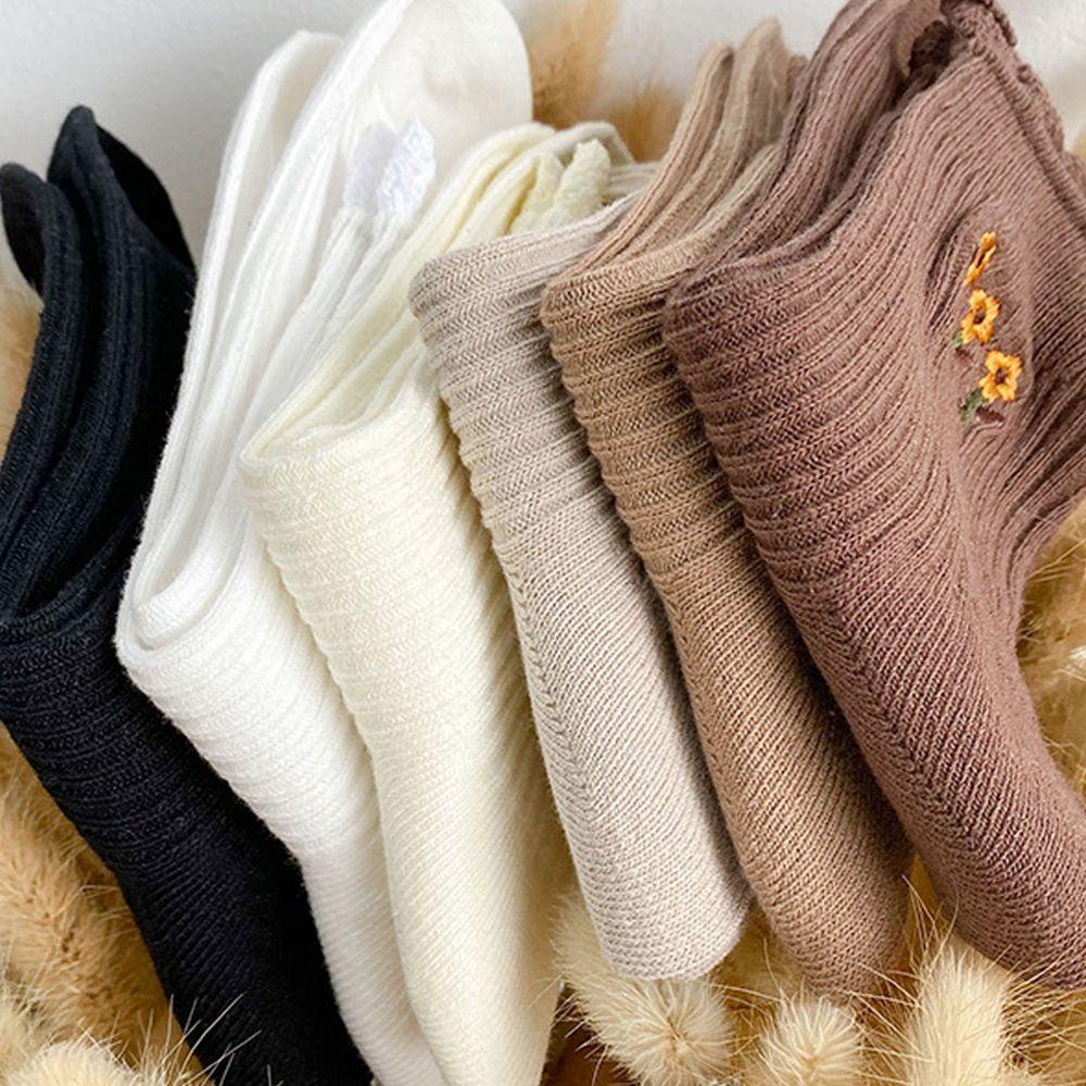 Vớ Cotton Thu Đông Họa Tiết Hoa Cá Tính Phong Cách Harajuku Cho Nữ
