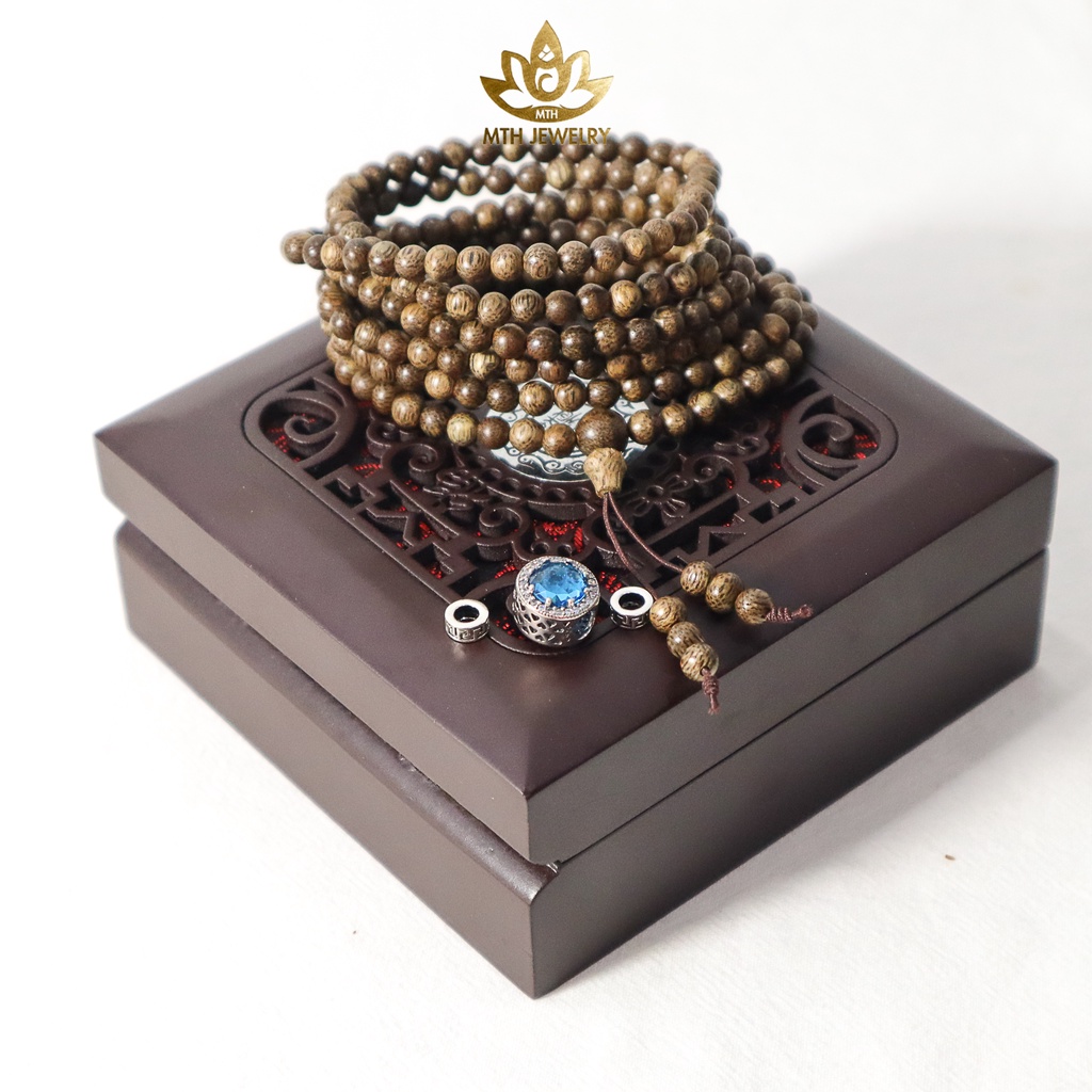Vòng Tay Trầm Hương 216 Hạt 4mm MIX Charm Bạc S925 (Xanh Da Trời) - MTH JEWELRY
