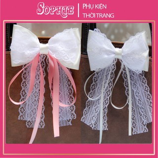 Kẹp nơ 🌺SOPHIE🌺 Kẹp tóc nơ ruy băng tua rua nữ tính - kẹp nơ nửa đầu [ shop chuyên sỉ lẻ]