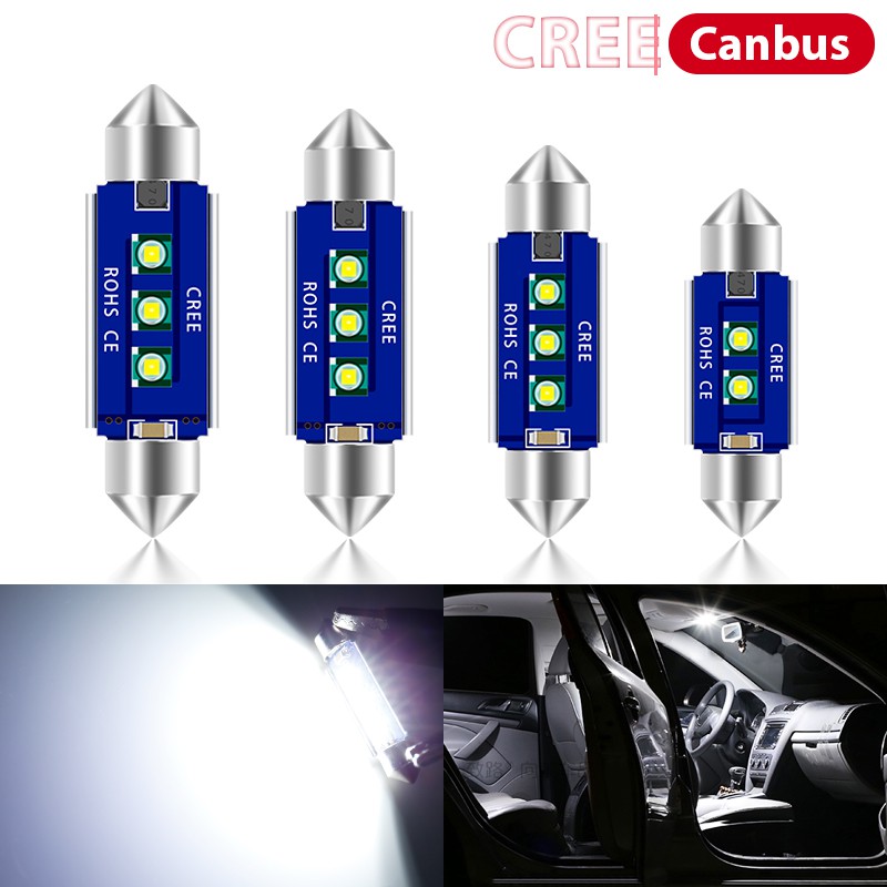 Bóng LED Kevanly ánh sáng trắng siêu sáng 12V C5W 31/36/39/41MM chip XPG không bị lỗi Canbus gắn trần xe ô tô