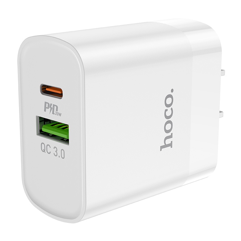 Cốc sạc Hoco C80 PD 20W to iP, 2 cổng sạc USB và Type-C , chuẩn QC3.0, hỗ trợ sạc nhanh 3A, công suất 20W
