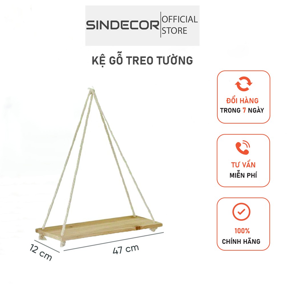 KỆ GỖ TREO TƯỜNG DÂY THỪNG SINDECOR_PHONG CÁCH VINTAGE