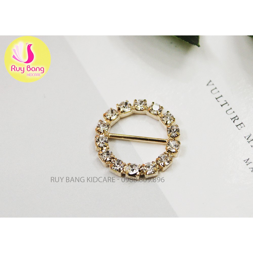 Khoen đá tròn, vuông, Center đá đính hoa vải handmade