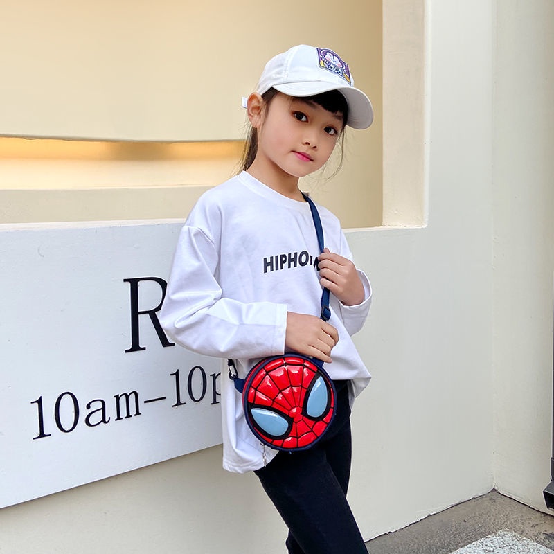 ♛Túi Tròn Đeo Chéo Hình Người Nhện Dễ Thương Cho Bé