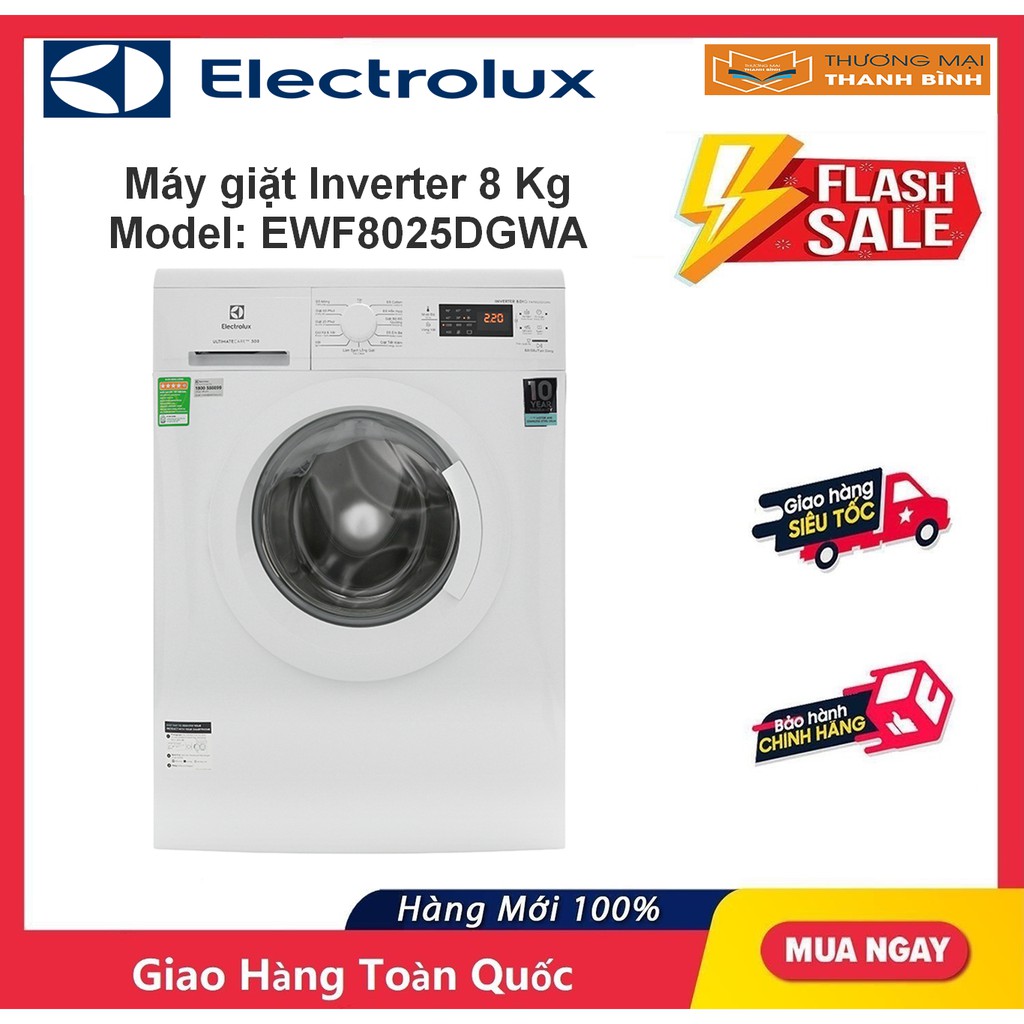 Máy giặt Electrolux Inverter 8 Kg EWF8025DGWA