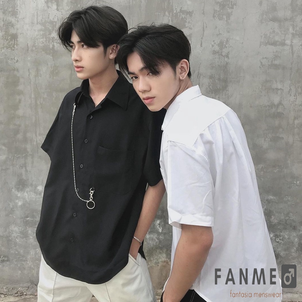 Áo Sơmi Nam Tay Ngắn Nắp Túi Kèm Phụ Kiện Xích Dây Thời Trang Nam | BigBuy360 - bigbuy360.vn