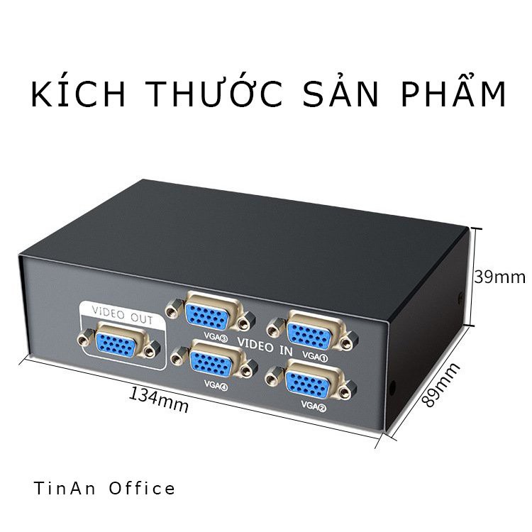 Bộ Chia VGA 4 Cổng, Lấy 4 VGA Của 4 Máy Tính, PC Video Và Hiển Thị Trên 1 Máy Chiếu, Màn Hình TV