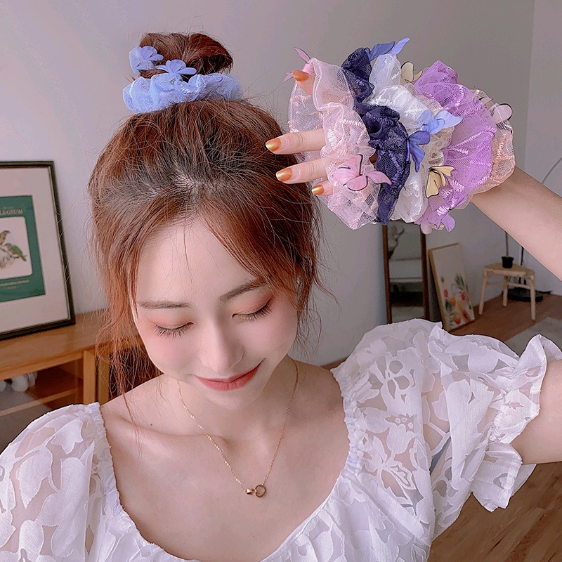 Băng Đô Vải Tuyn Co Giãn Phối Ren Hình Bướm Trong Suốt Thời Trang Hàn Quốc