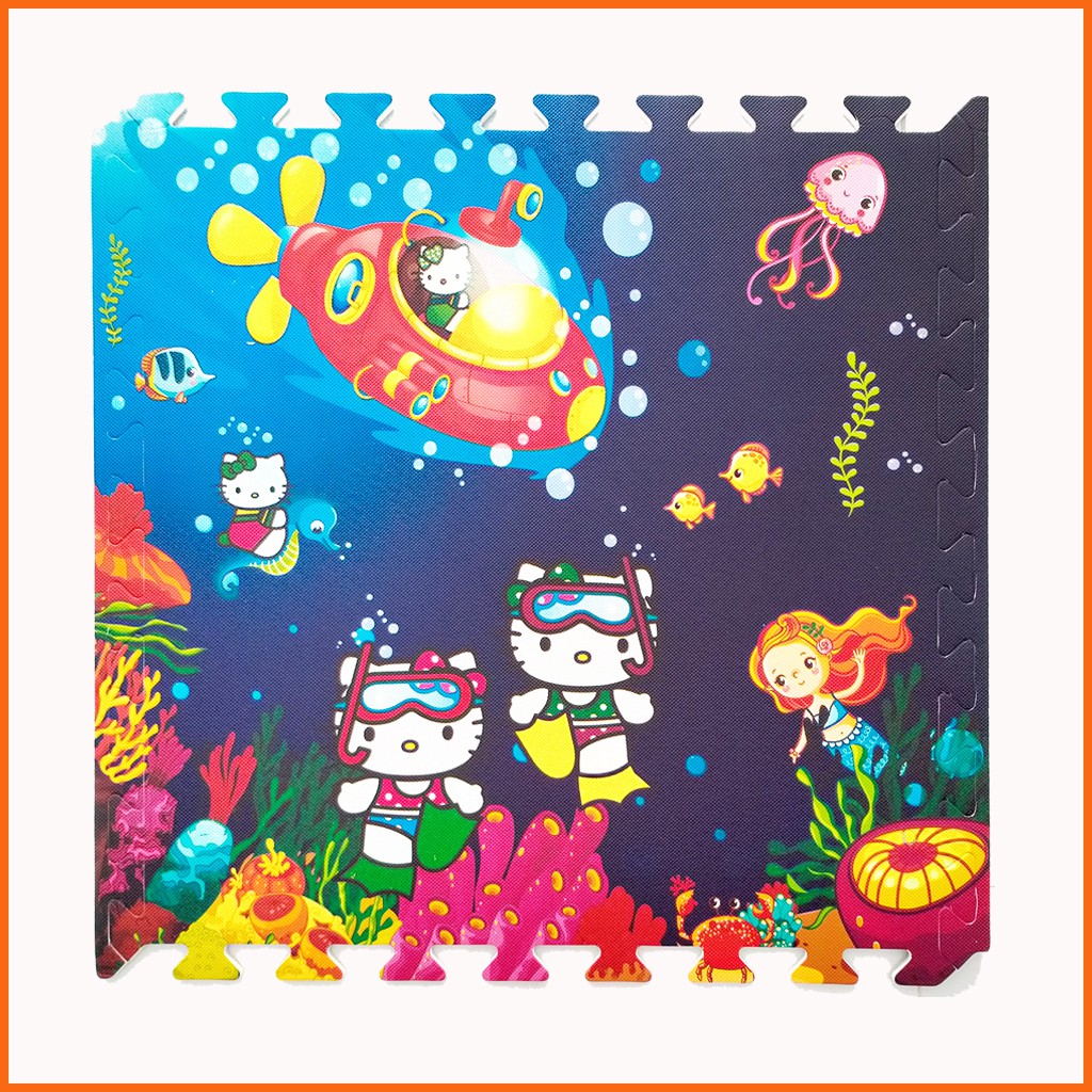 Thảm chơi cho bé hình Hello Kitty (bộ 4 tấm)- Kích thước mỗi tấm 60x60x1cm- Hàng Việt Nam- Mẹ Tròn Store