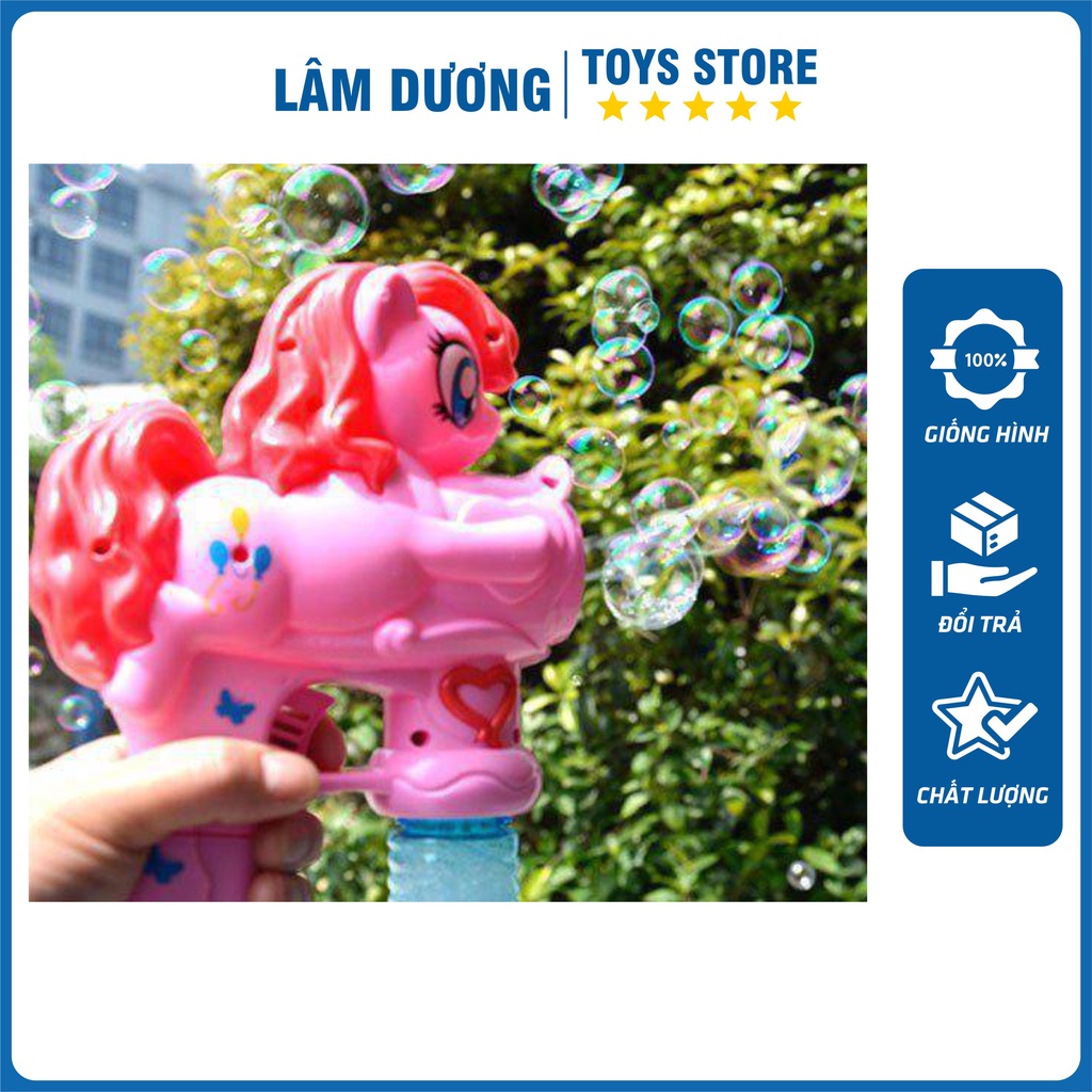 Cá heo bắn bong bóng ❤️LÂM DƯƠNG TOYS❤️ Súng đồ chơi thổi bong bóng xà phòng hình công chúa có đèn cho bé