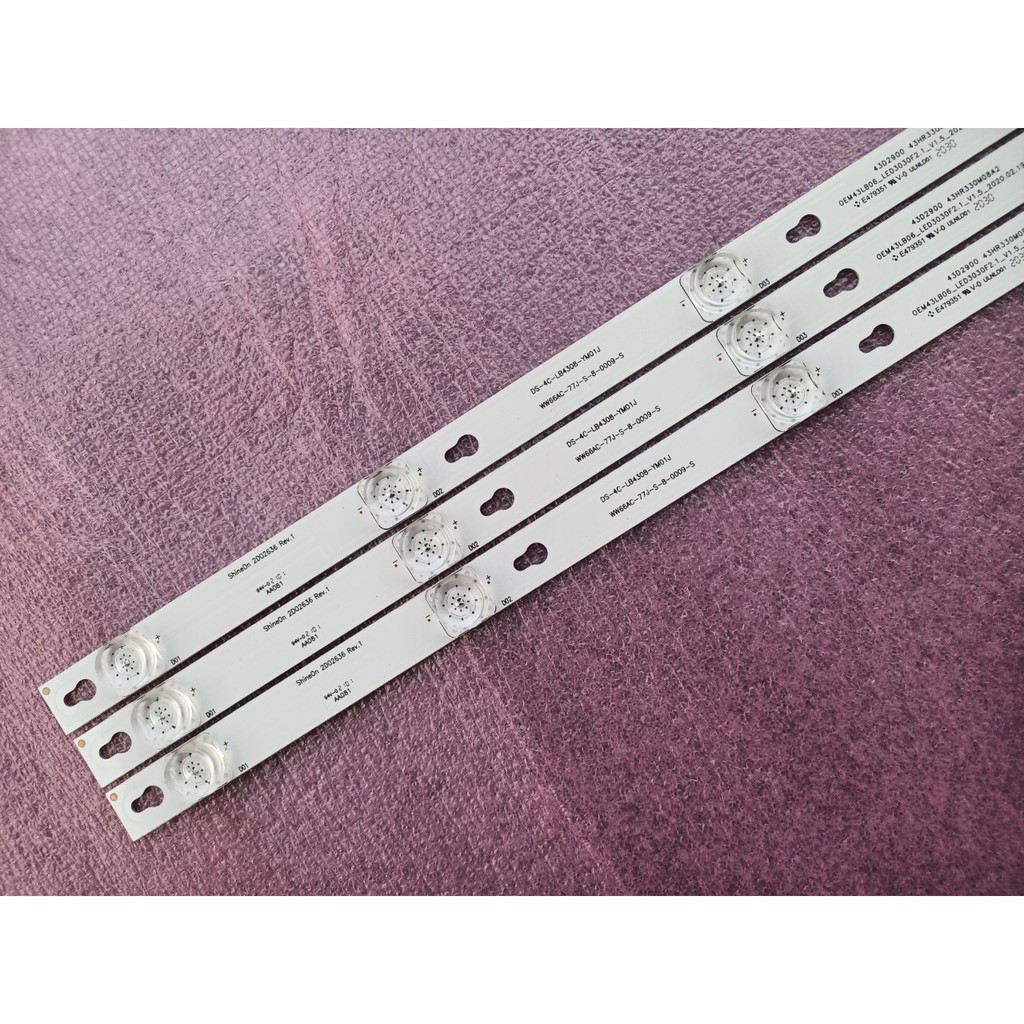 BỘ LED TIVI TCL 43S62 43P62 43S6000 43S6100 43D2900 43S4900 MỚI 100% HÀNG ZIN HÃNG, BỘ 3 THANH, MỖI THANH 8 BÓNG 6V