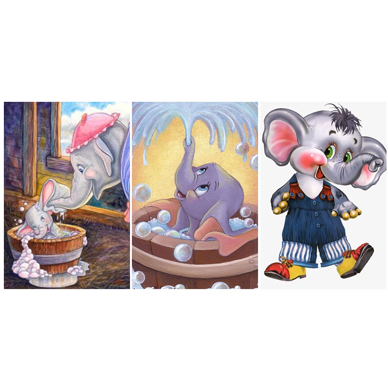 Bộ Tranh Đính Đá 5d Họa Tiết Hoạt Hình Chú Voi Dễ Thương Độc Đáo Kích Thước 30x40cm Dùng Trang Trí Nhà Cửa