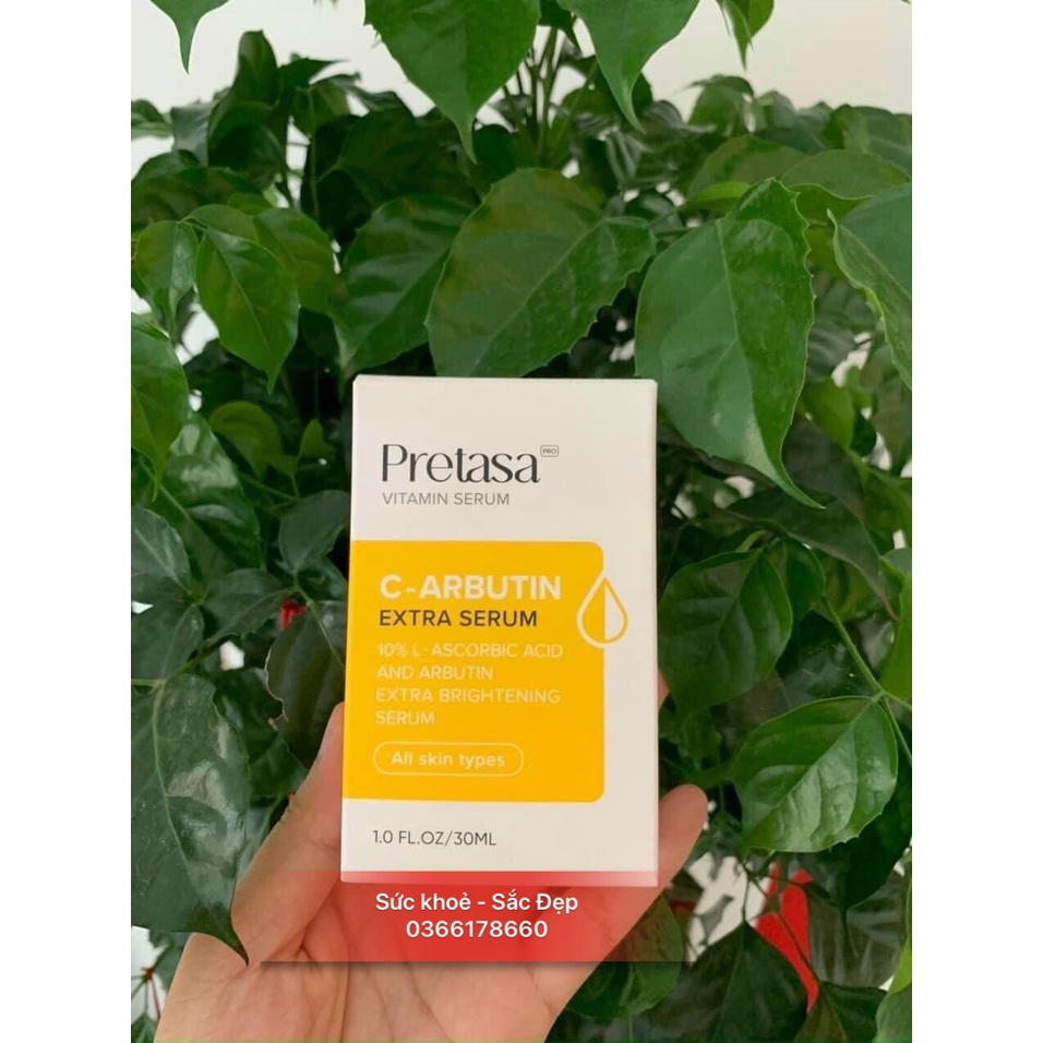 ( Hàng nhập khẩu ) Serum Pretasa Vitamin C Arbutin sáng da mờ thâm 30ml