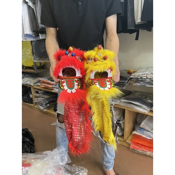 Đầu sư tử nhí kèm đuôi-deccor trang trí mâm cỗ trung thu