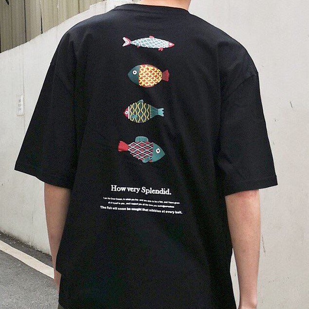 Áo thun tay lỡ form rộng - phông nam nữ cotton oversize - T shirt con cá a - 2N Unisex