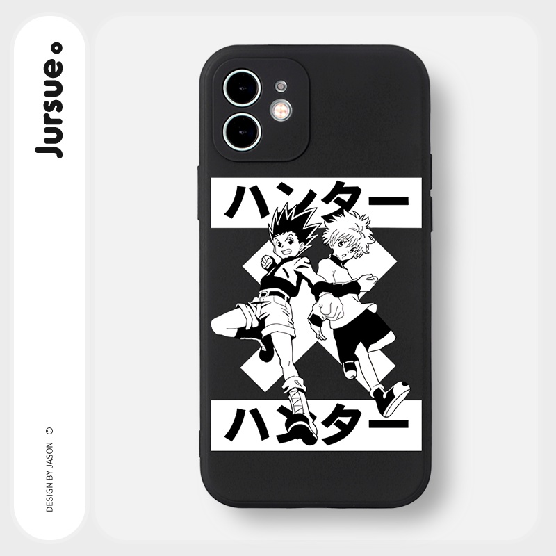 Ốp lưng JURSUE mềm viền vuông hoạt hình độc lạ đen Cho iPhone 14 13 12 11 Pro Max SE 2020 X XR XS 8 7 ip 6S 6 Plus Y2254