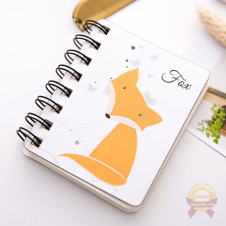 Sổ tay a6 lò xo gáy xoắn bìa mềm mini hình thú cưng dễ thương cute 80 trang