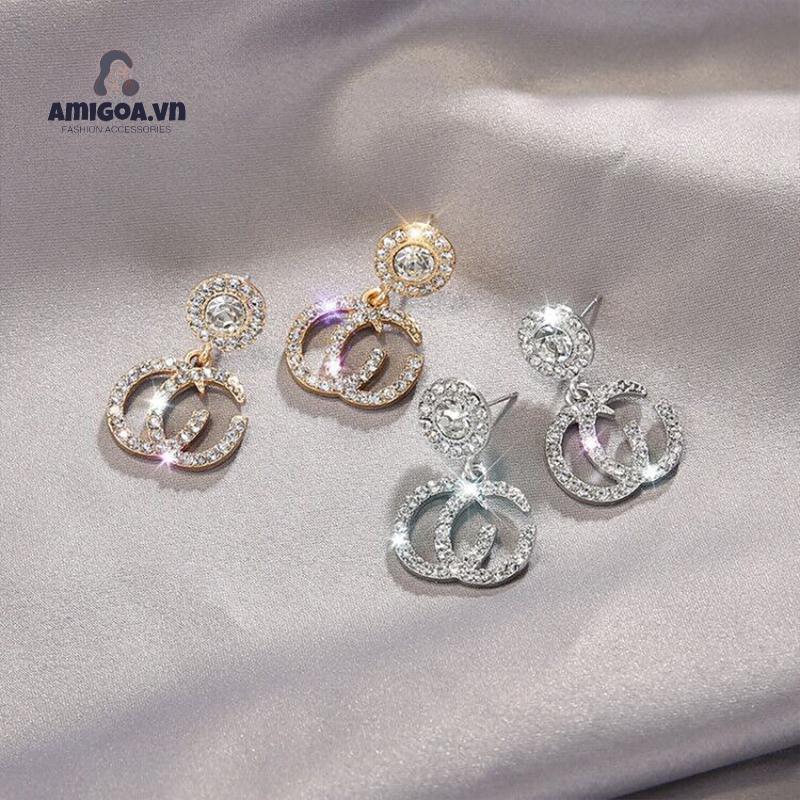 ✨✨Khuyên Tai Đính Kim Cương Lấp Lánh Chống Dị Ứng Cao Cấp Thời Trang