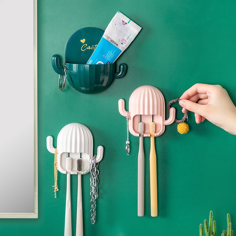 Kẹp Bàn Chải Kèm Móc Hình Xương Rồng Tiện Dụng -M3