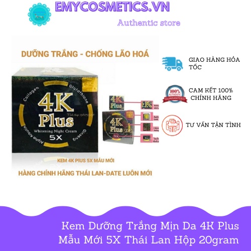 [hàng chính hãng] Kem sâm 4k plus mẫu mới 5x trắng da mặt thái lan hộp 20gram