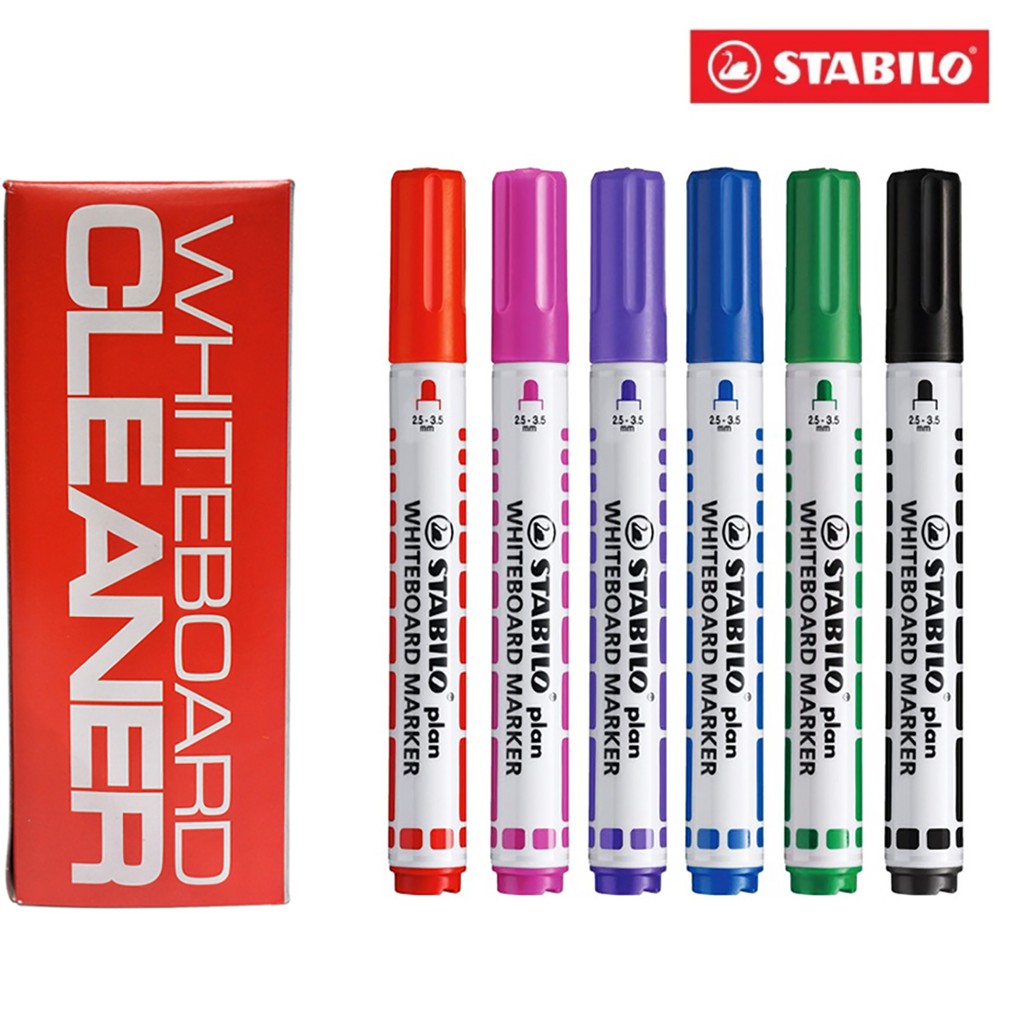 Hộp 10 Bút viết bảng đầu vuông STABILO plan WHITEBOARD MARKER (WM643/10)