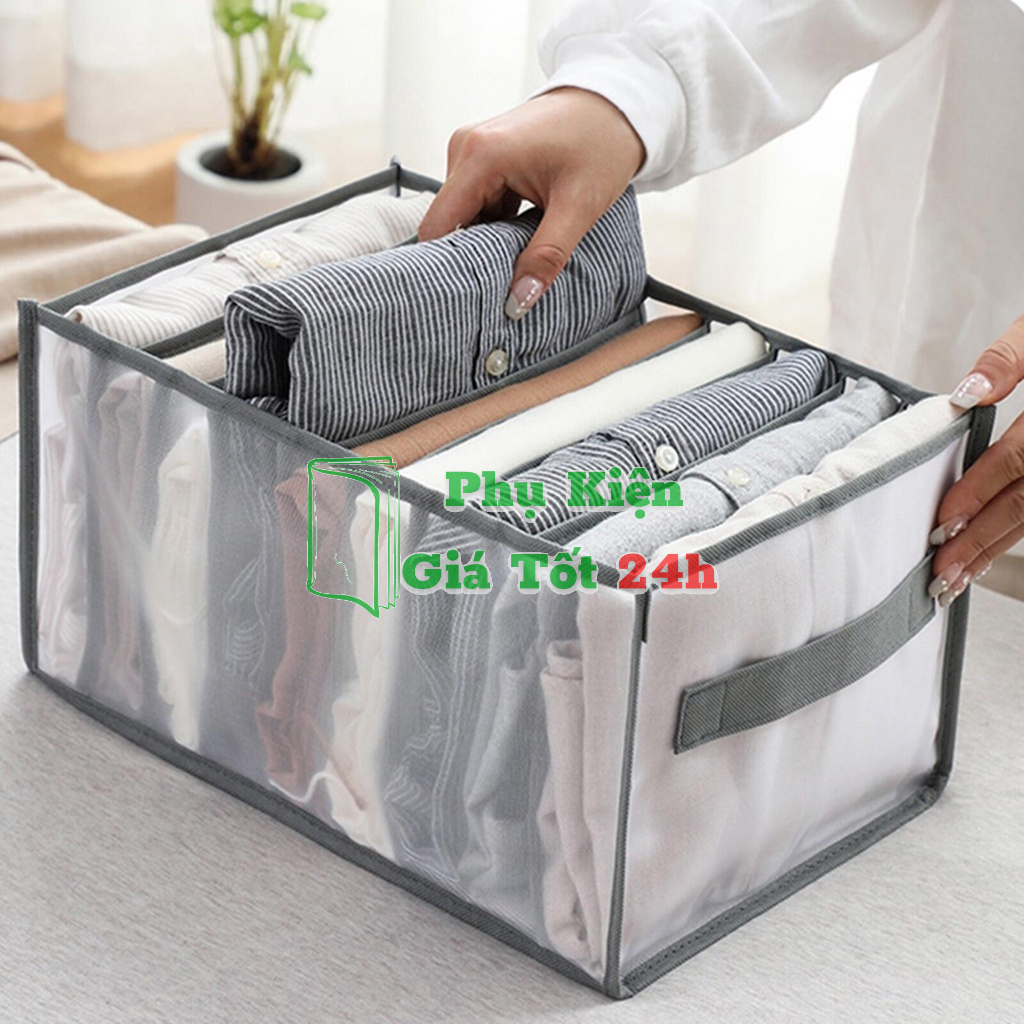 Túi vải, hộp vải lưới chia ngăn đựng quần áo, phụ kiện tiện dụng (36 x 25 x 20)