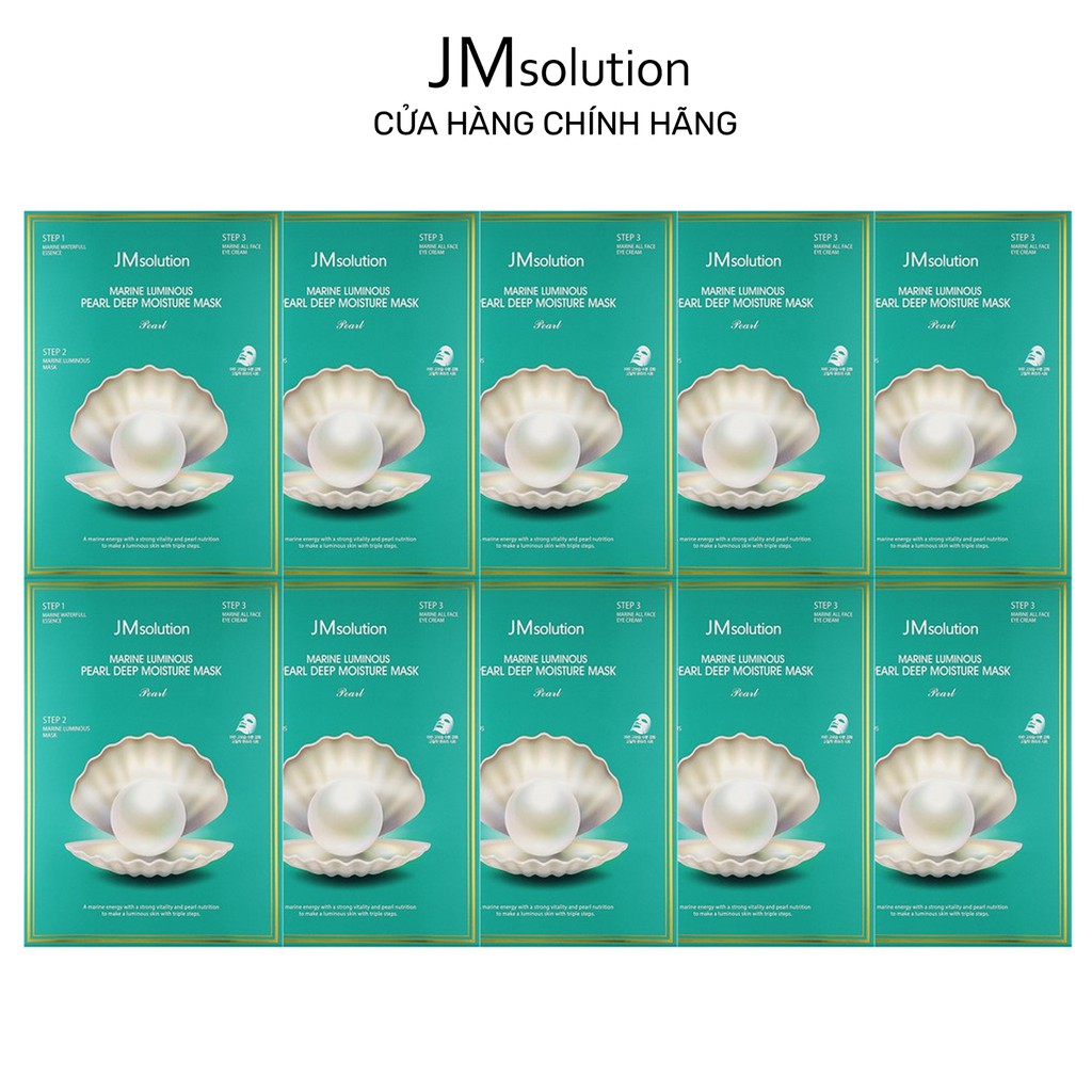 Combo 10 Mặt Nạ Dưỡng Trắng Jmsolution Marine Luminous Pearl Deep Moisture Mask 30ml x 10