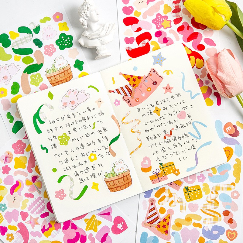 Sticker confetti Tấm hình dán Colorful ribbon trang trí album polcos | BST089