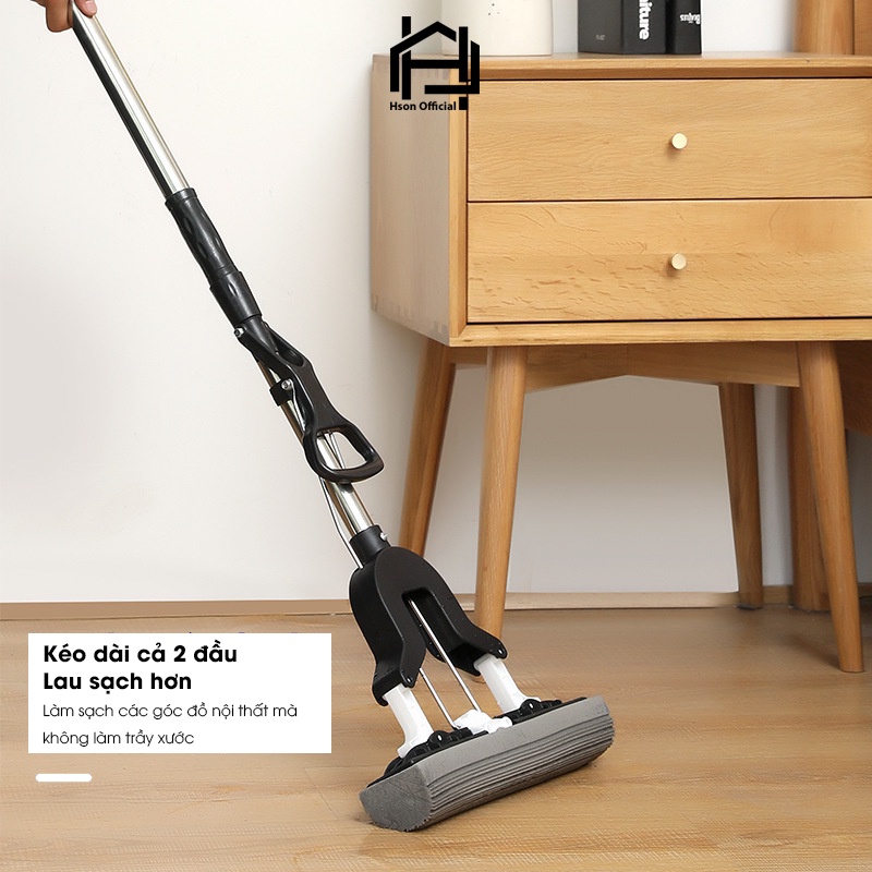 Cây lau nhà tự vắt siêu hút nước, chổi lau sàn mút vắt, cây lau nhà thông minh tiện dụng