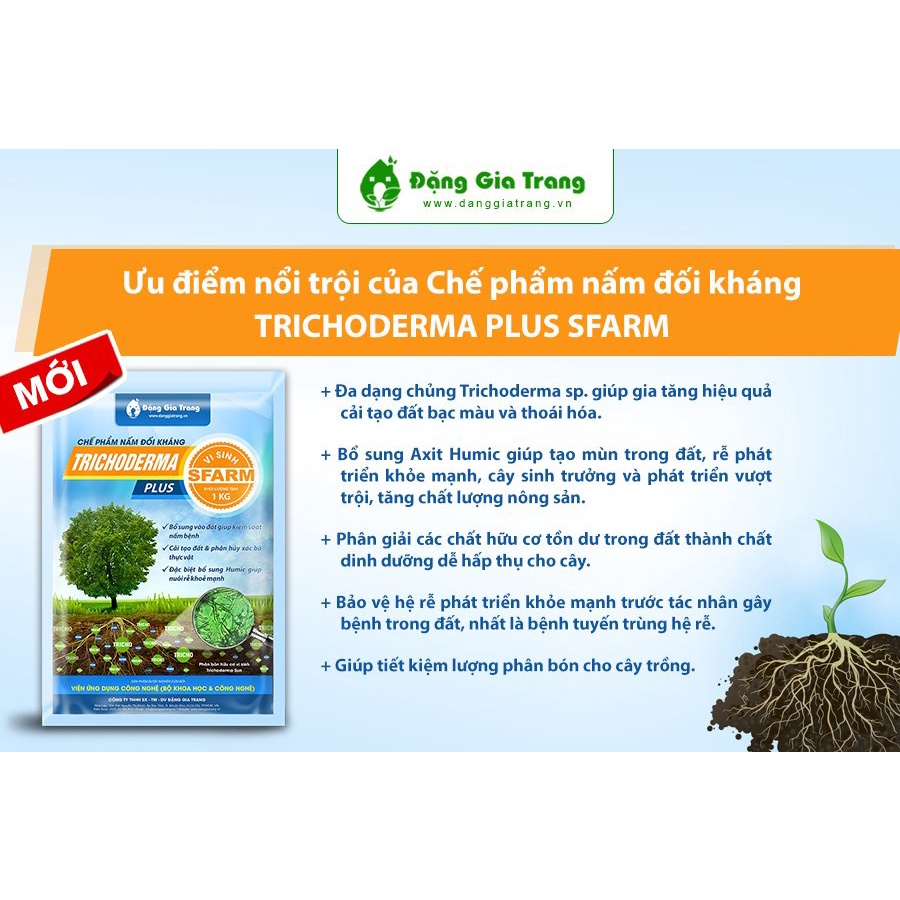 Gói 1kg Nấm đối kháng Trichoderma Plus SFARM