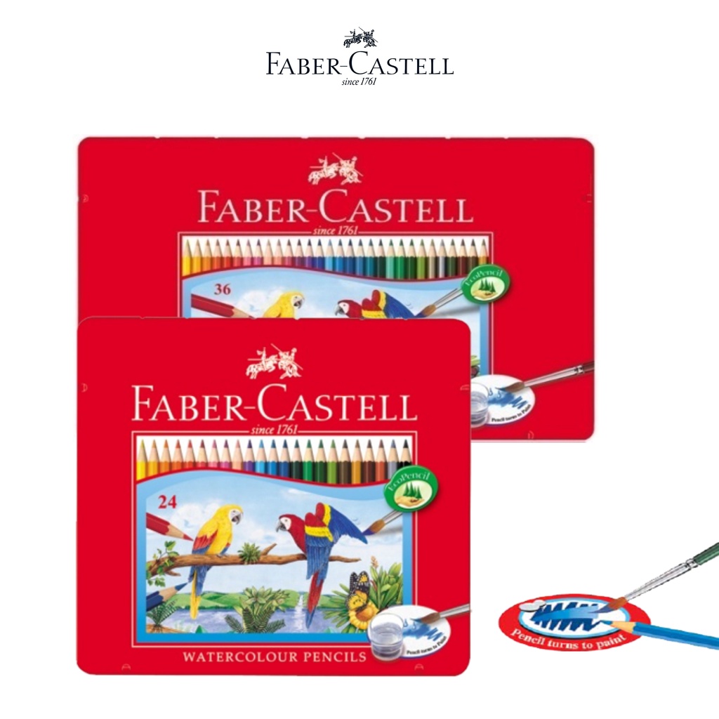 Chì Màu Nước RL WS Parrot Faber-Castell - 24 Màu Dài (HỘP THIẾC)