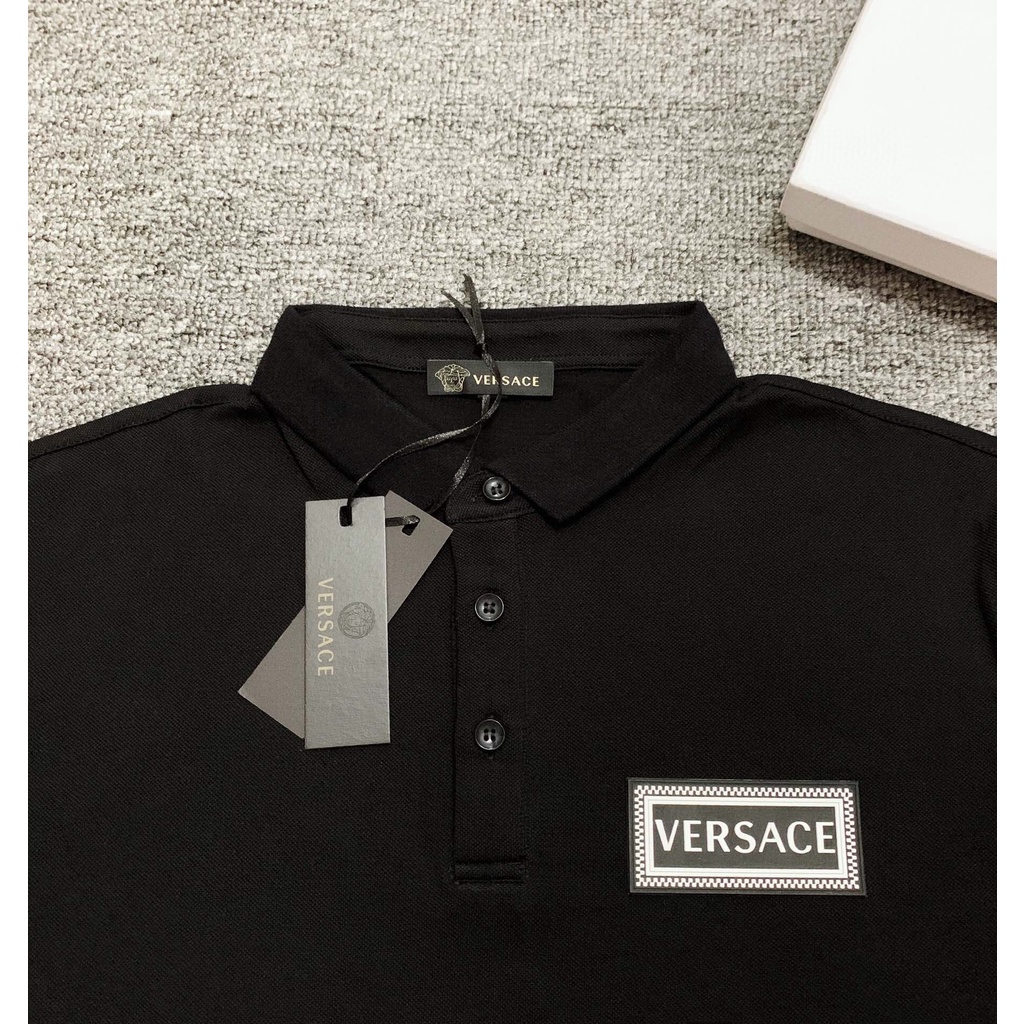 VERSAC Summer 2020 men short sleeve logo badge leather polo pure cotton t-shirt can not buy