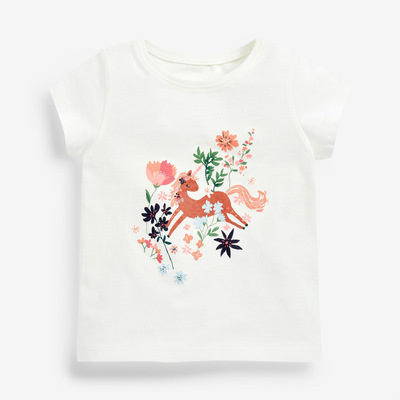 Áo thun cộc tay bé gái chính hãng LITTLE MAVEN - mẫu ATE076 ÁO MÀU TRẮNG IN HÌNH UNICORN