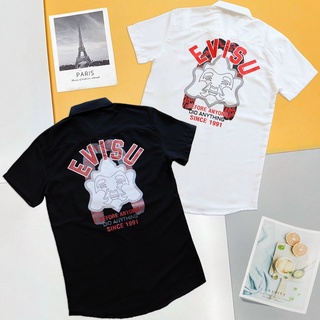 Áo sơ mi tay ngắn kate lụa evisu họa tiết cực ngầu dành cho nam
