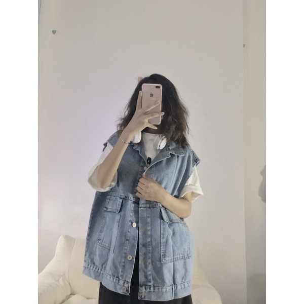 ÁO KHOÁC//GILE BÒ DENIM TÚI HỘP ẢNH THẬT